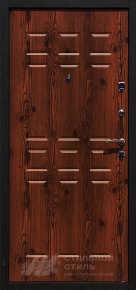 Входная двухконтурная тёмная дверь (орех) с отделкой МДФ ПВХ - фото №2